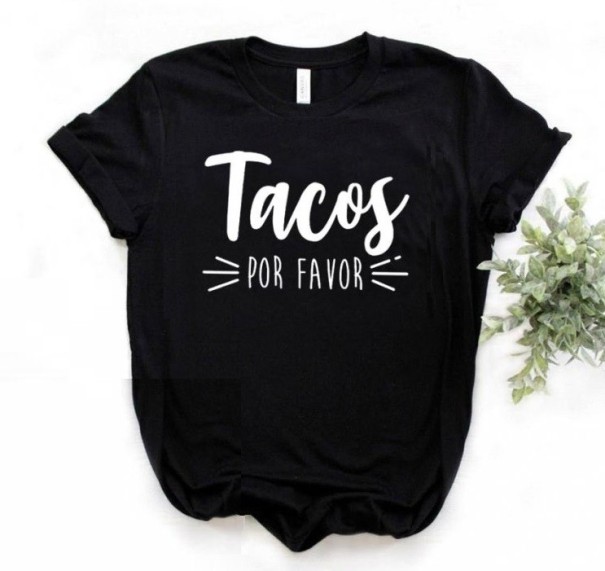 Damen-T-Shirt mit Taco-Aufdruck schwarz M