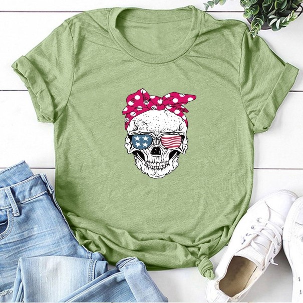 Damen-T-Shirt mit Totenkopf B74 hellgrün S
