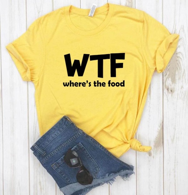 Damen-T-Shirt mit WTF-Aufdruck gelb XS