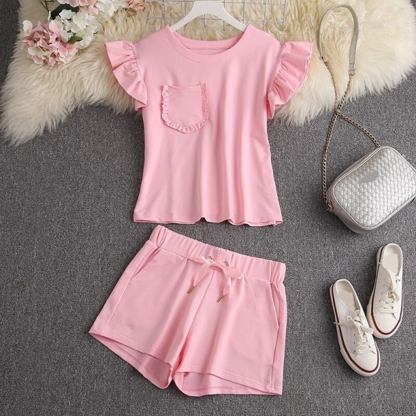 Damen-T-Shirt und Shorts B1172 rosa S