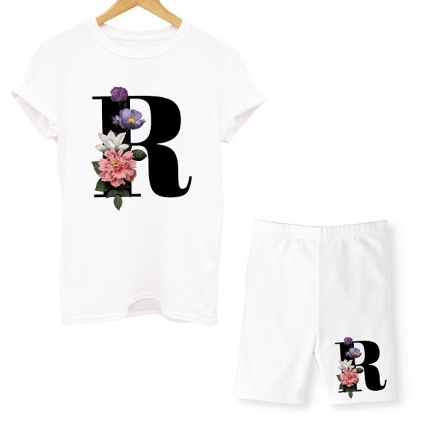 Damen-T-Shirt und Shorts mit einem Buchstaben S R