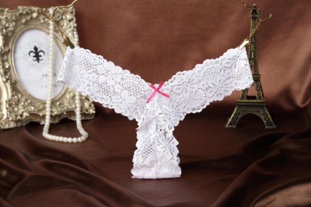 Damen-Tanga aus Spitze mit Schleife Alexia weiß XL