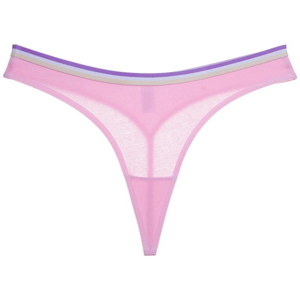 Damen-Tanga mit gestreiftem Saum hellrosa M