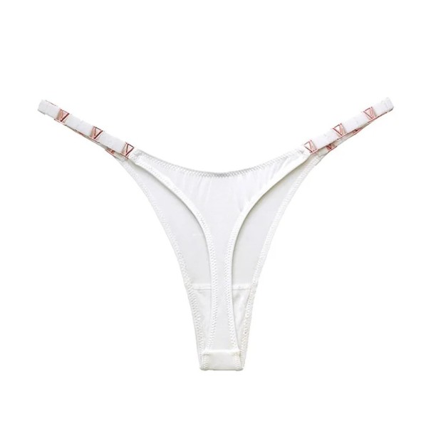 Damen Tanga mit goldenen Details glatte sexy Unterwäsche mit minimalem Rückenteil für den täglichen Gebrauch weiß S