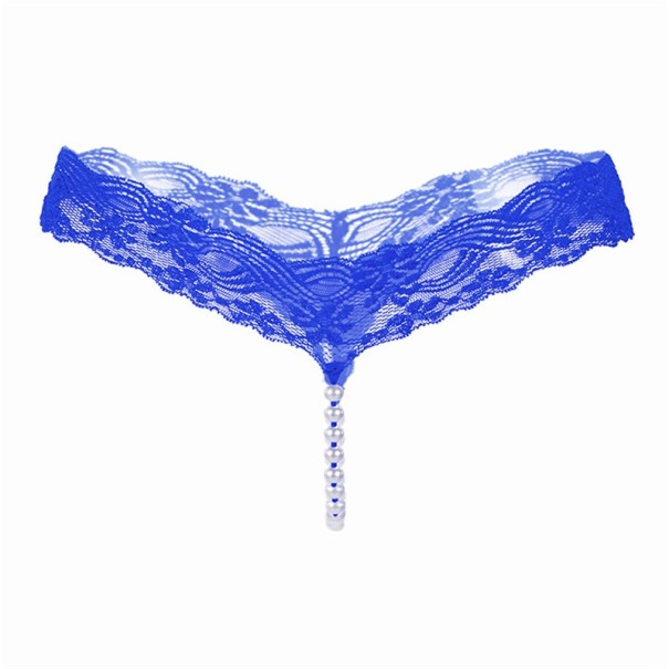 Damen-Tanga mit Perlen blau