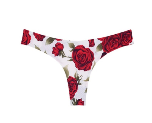 Damen-Tanga mit Rosen-Print rot S