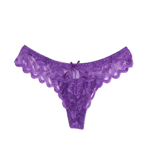 Damen Tanga mit Spitze J803 lila L