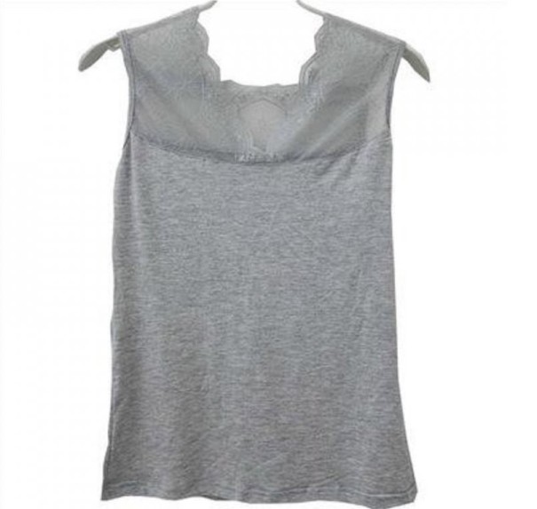 Damen-Tanktop aus Spitze B283 grau L Damen-Tanktop aus Spitze B283 grau L
