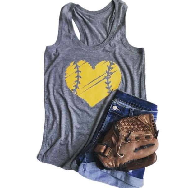 Damen-Tanktop mit Baseball-Motiv grau S