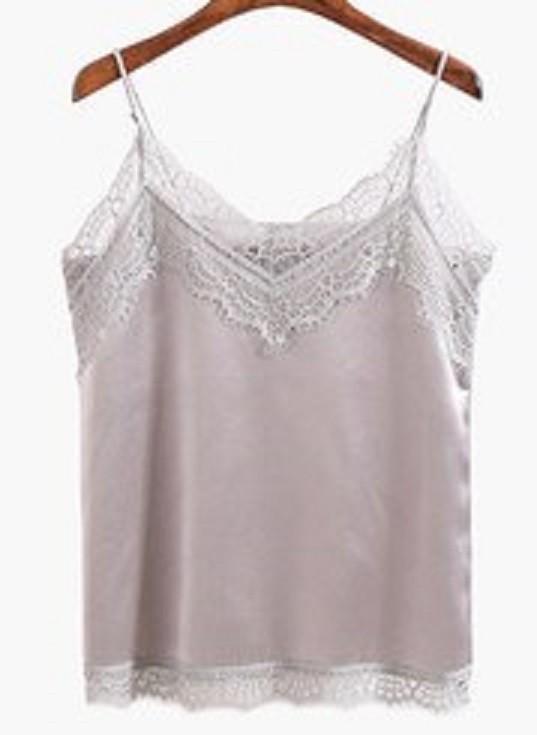 Damen-Tanktop mit Spitze B233 grau