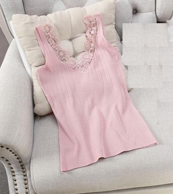 Damen-Tanktop mit Spitze B279 rosa