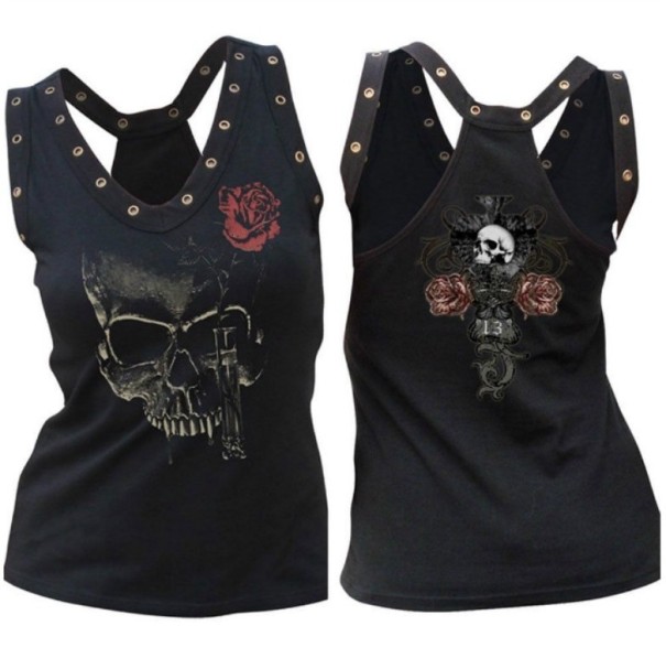 Damen-Tanktop mit Totenkopf M 2