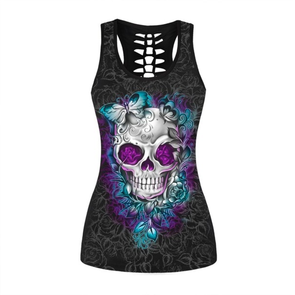 Damen-Tanktop mit Totenkopf-Print S 2 Damen-Tanktop mit Totenkopf-Print S 2