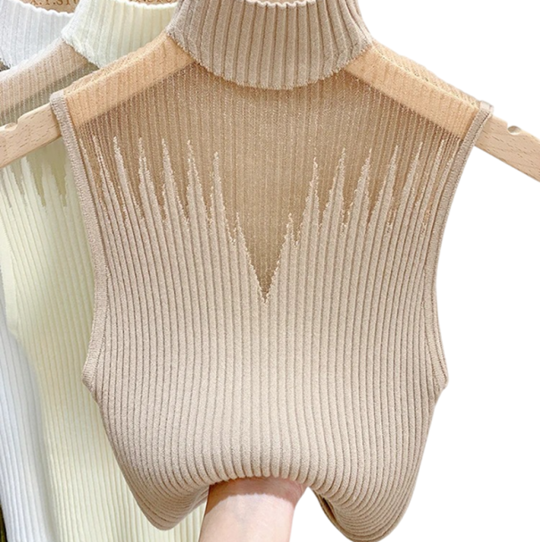 Damen Tanktop Universelle Größe Einfarbig Breite Träger Rundhalsausschnitt Rollkragen Halbtransparent auf der Brust Polyester Baumwolle braun