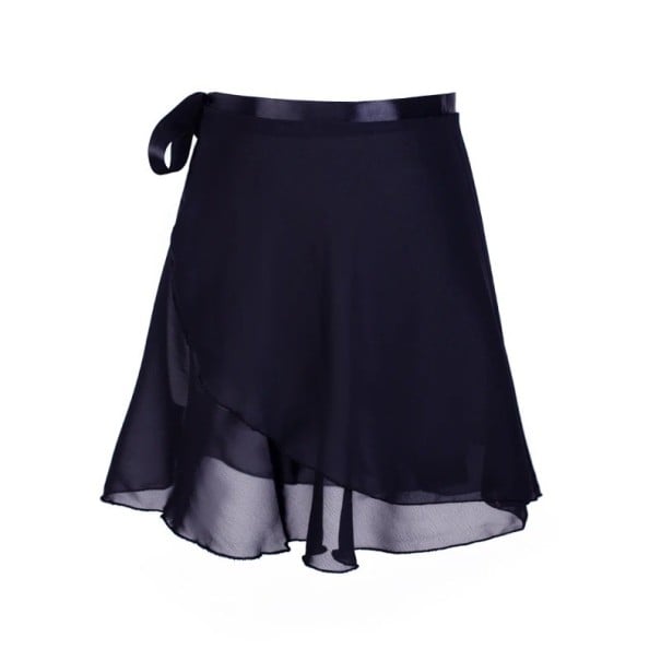 Damen Tanz Wickelrock mit leichter transparenter Schicht aus Polyester für Ballett, Tanz und Auftritte schwarz S