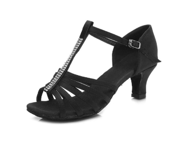 Damen-Tanzsandalen mit Strasssteinen schwarz 38 5 cm