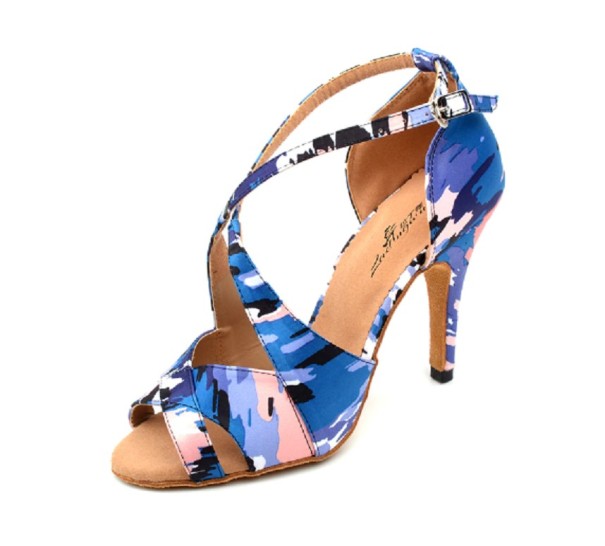 Damen-Tanzschuhe mit Army-Muster blau 38 8,5 cm