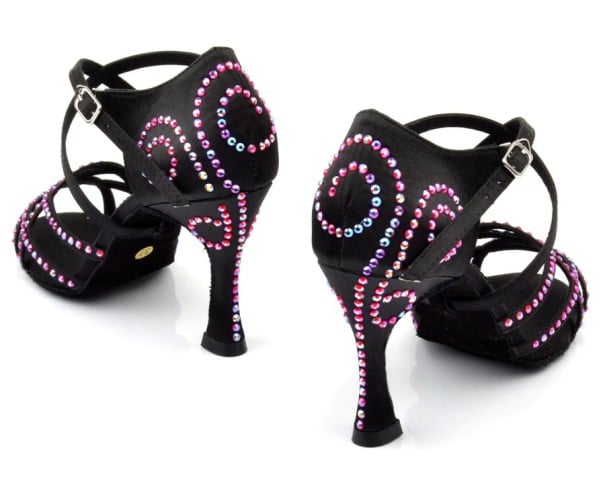 Damen-Tanzschuhe mit Strasssteinen schwarz 40 7,5 cm