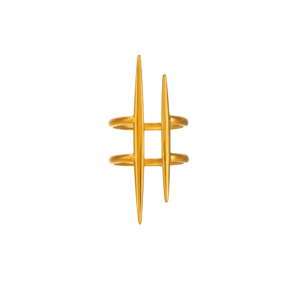 Damen Trend Doppelring 4,2 x 1,7 cm Verstellbare Größe Edelstahl Offener Ring mit paralleler Linie Moderner Schmuck golden