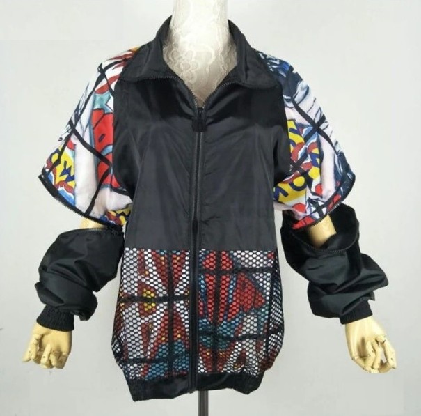Damen-Windjacke mit abnehmbaren Ärmeln J1072 schwarz L