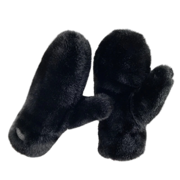 Damen Winterhandschuhe Einheitsgröße Warme Handschuhe mit flauschigem Futter aus Polyester für den täglichen Gebrauch im Winter schwarz
