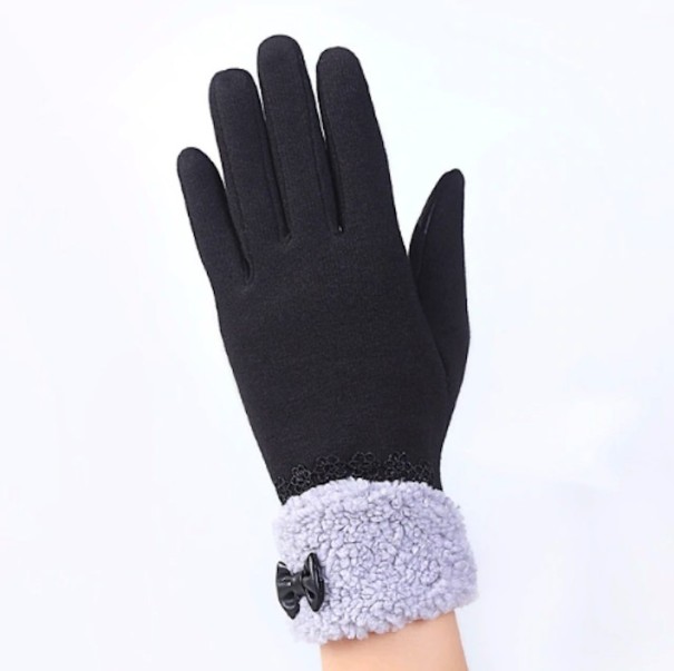 Damen-Winterhandschuhe mit Schleife J2850 schwarz