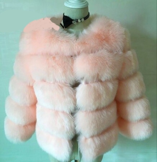 Damen-Winterjacke aus Kunstfell rosa M
