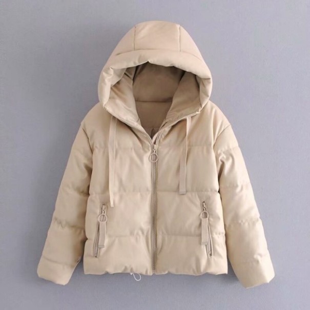 Damen-Winterjacke aus Kunstleder P1794 creme L