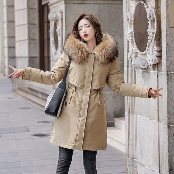 Damen Winterjacke mit Fell P1658 beige XS