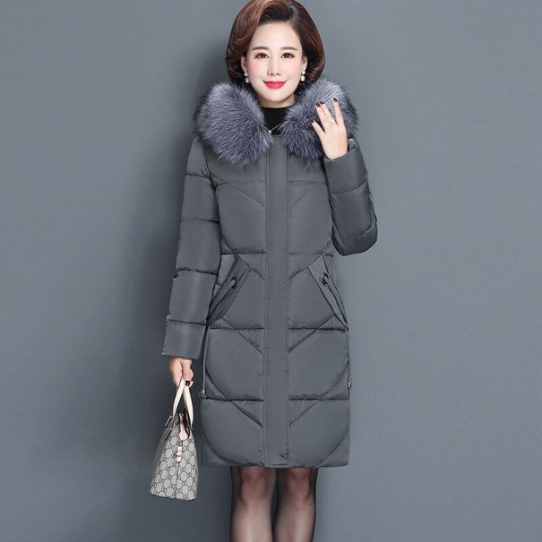 Damen Winterjacke mit Fell P2140 grau M