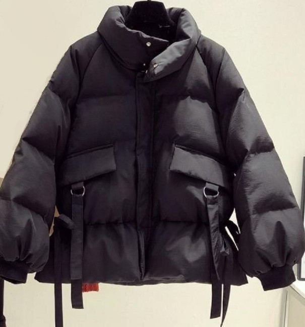Damen-Winterjacke mit Kragen schwarz S