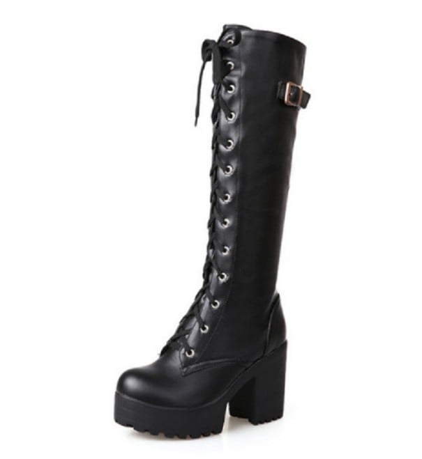 Damen-Winterstiefel mit Absatz J1197 schwarz 38