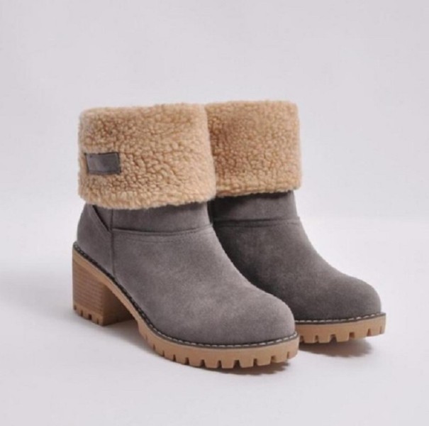 Damen-Winterstiefel mit Absatz J834 grau 41