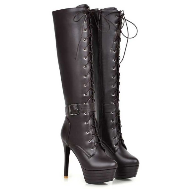 Damen-Winterstiefel mit Fell braun 37