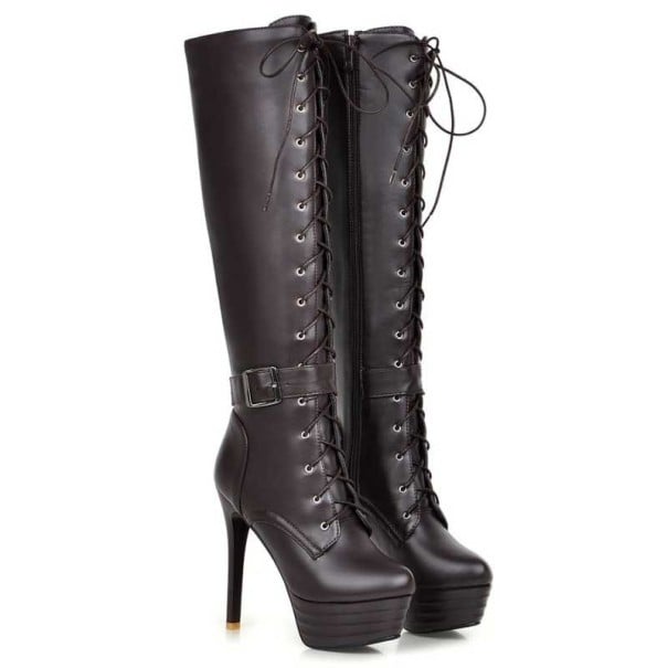 Damen-Winterstiefel mit Fell braun 38