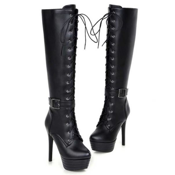 Damen-Winterstiefel mit Fell schwarz 39