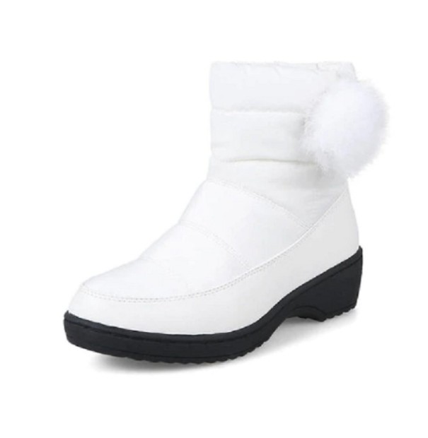Damen-Winterstiefel mit Pompon J1811 weiß 36