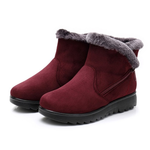Damen-Winterstiefel mit Reißverschluss und Fell J1810 rot 38