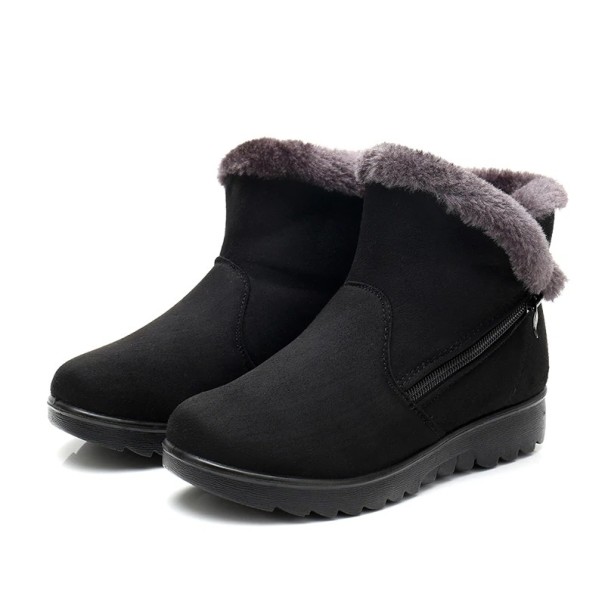 Damen-Winterstiefel mit Reißverschluss und Fell J1810 schwarz 35