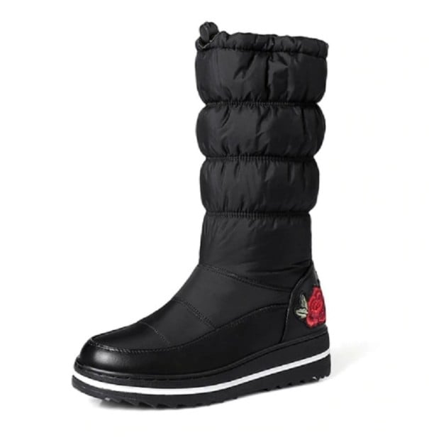 Damen-Winterstiefel mit Rose J1194 schwarz 38