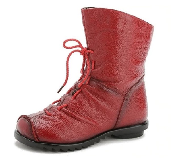 Damen-Winterstiefeletten aus Leder rot 40