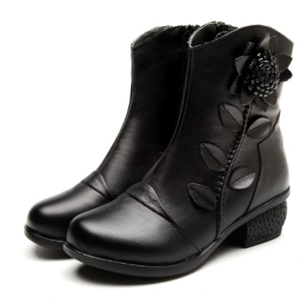 Damen-Winterstiefeletten mit Blume J1817 schwarz 39