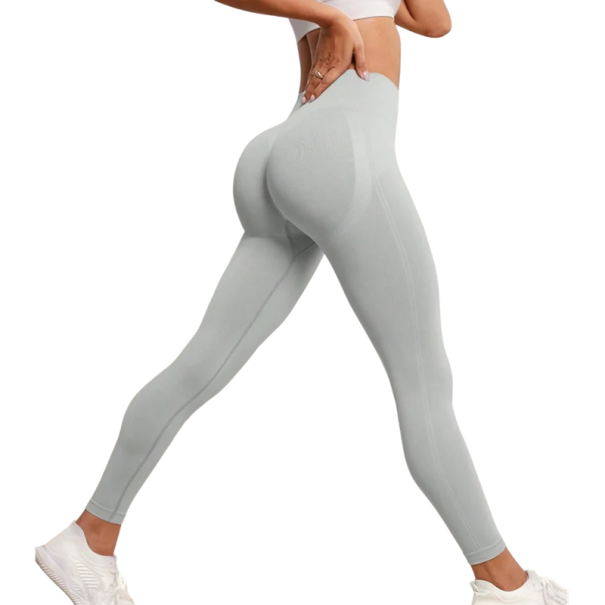 Damen Yoga-Sporthose mit hoher Taille, dehnbare und bequeme Fitness-Leggings für das Fitnessstudio, elastische Hose für Training und Yoga grau M