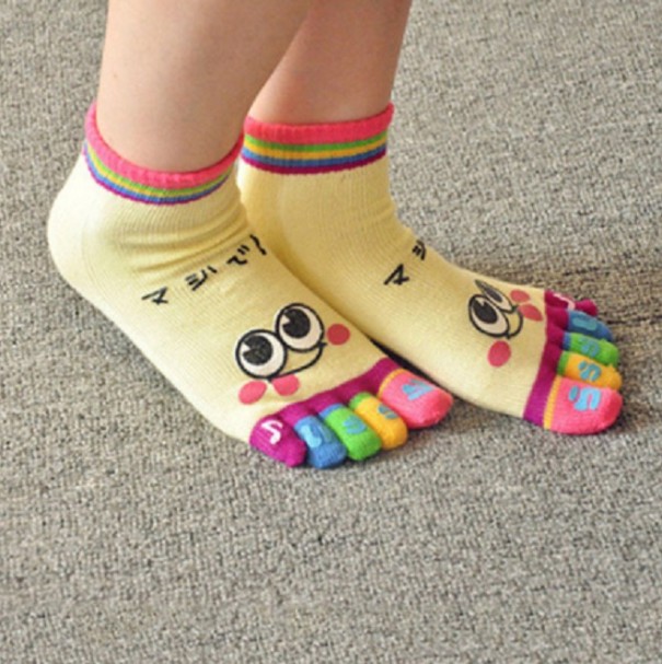 Damen-Zehensocken mit Augen gelb