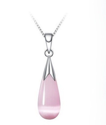 Damenanhänger an einer Kette Teardrop J1220 rosa