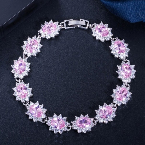 Damenarmband mit Strasssteinen P171 rosa