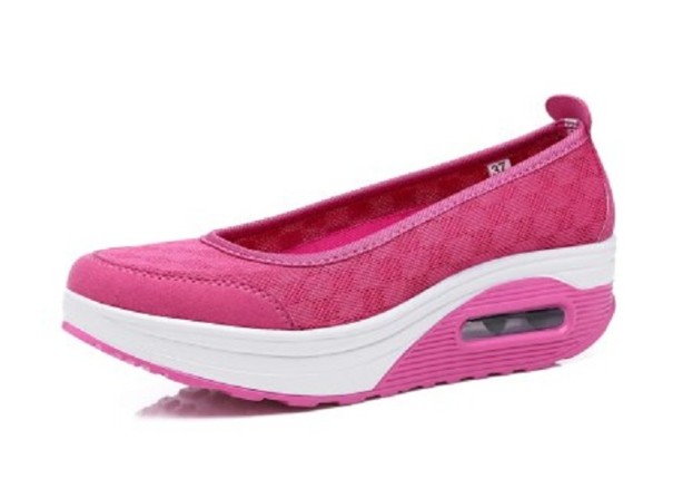 Damenballerinas auf der Plattform dunkelrosa 37