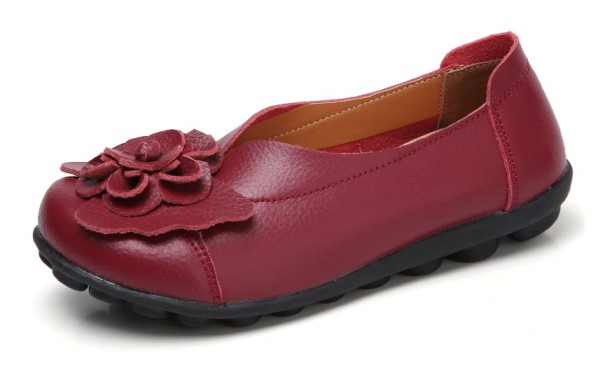 Damenballerinas mit Blume J3225 weinrot 34