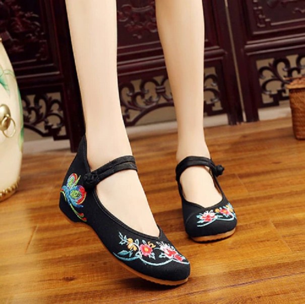 Damenballerinas mit Blumen A602 schwarz 37