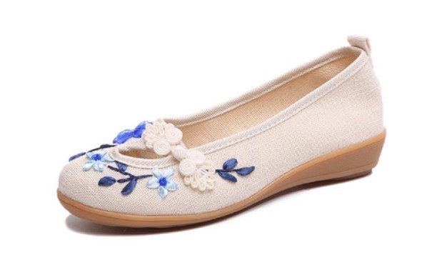 Damenballerinas mit Blumen A604 creme 38